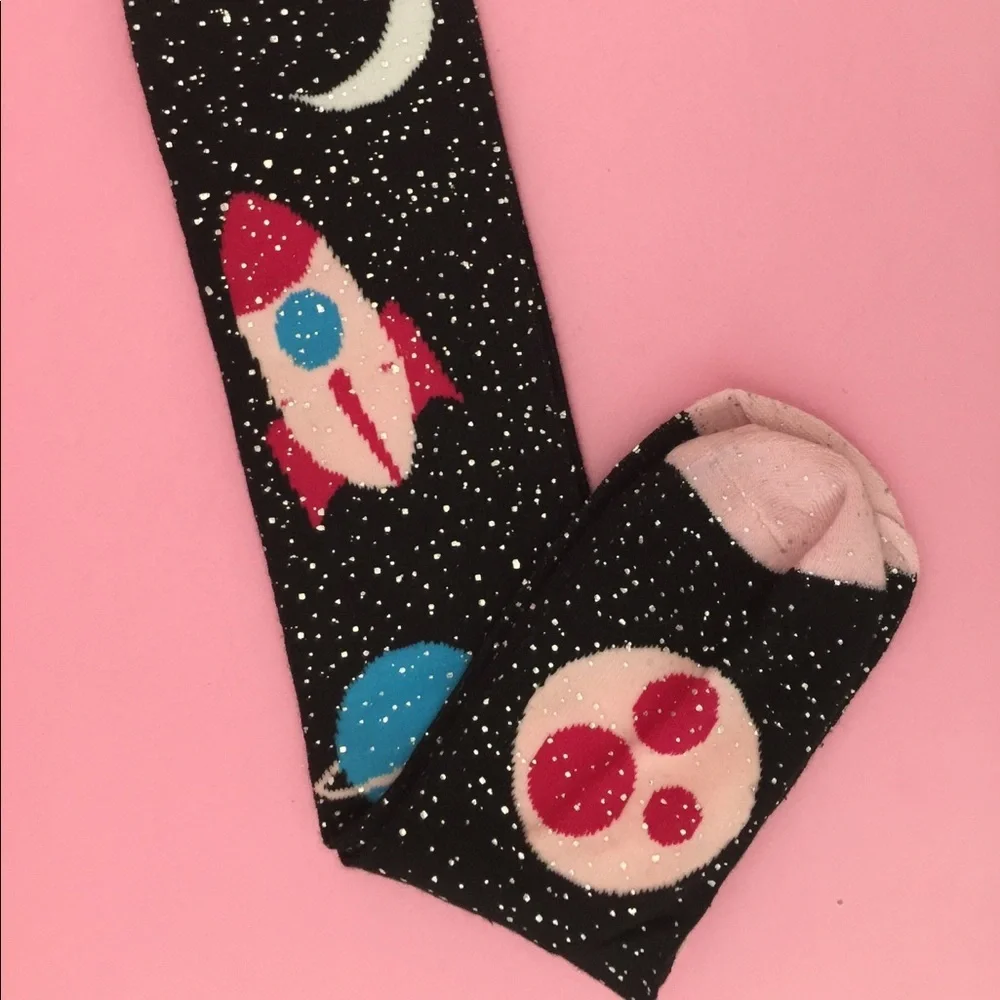 NEW Girl’s Retro Knee Socks “Outerspace” M/L